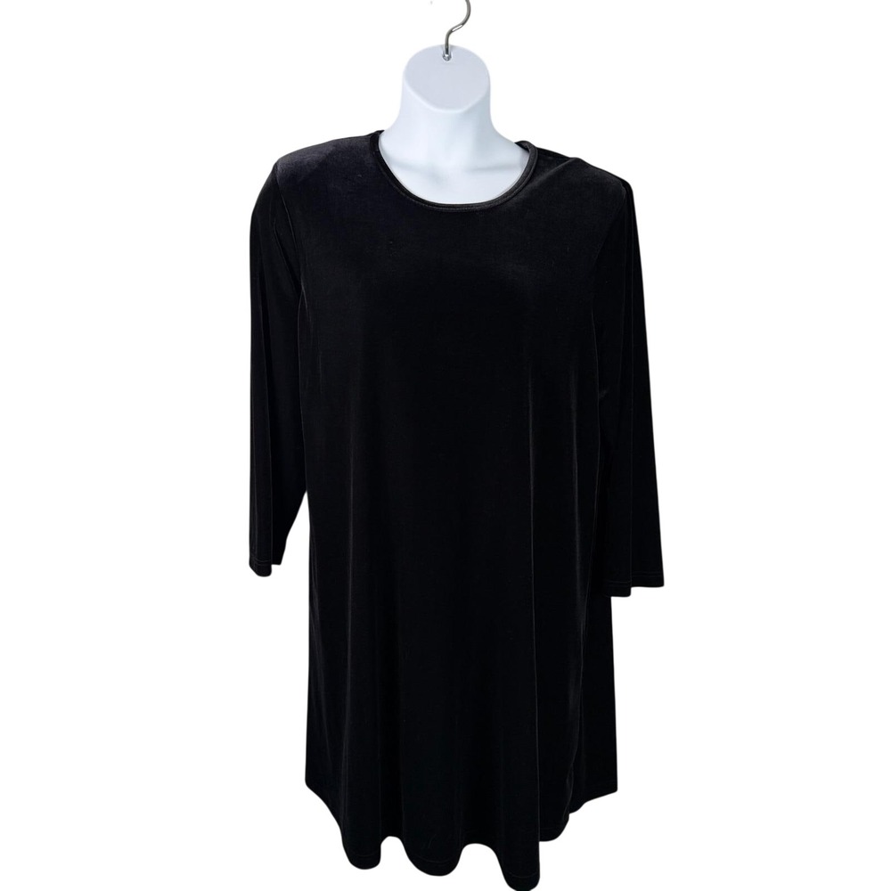 Another Thyme Black Velour Velvet Shift Dress 20W USA Vintage Special Occasion